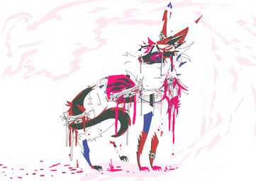 ambiguous_gender blood bodily_fluids feral fur grey_body grey_fur grey_tail multicolored_body multicolored_fur red_body red_fur solo tail white_body white_fur wounded naircat domestic_cat felid feline felis mammal 2017 digital_drawing_(artwork) digital_media_(artwork) full-length_portrait microsoft_paint_(artwork) portrait