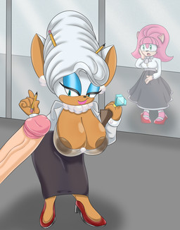 anthro beehive_hairdo big_breasts big_penis bottomwear breasts clothed clothing ear_piercing ear_ring emerald_(gem) erection female female_focus footwear gem genitals group high_heels huge_breasts huge_penis humanoid_genitalia humanoid_penis jewelry long_penis looking_at_genitalia looking_at_penis looking_through looking_through_window male male/female necklace nipples no_bra pearl_(gem) pearl_necklace pencil penis piercing ring ring_piercing shoes skirt solo_focus surprised trio vein veiny_penis rougethedaisy sega sonic_the_hedgehog_(series) amy_rose rouge_the_bat absurd_res alternate_version_at_source hi_res