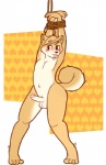 anthro balls blush bound erection foreskin genitals humanoid_genitalia humanoid_penis male nude penis retracted_foreskin solo submissive submissive_male tail wide_hips pkaocko okono_yuujo canid canine canis domestic_dog mammal shiba_inu spitz