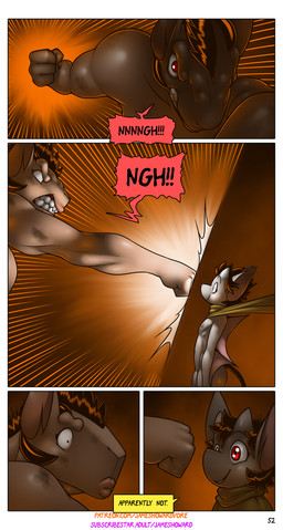anthro dialogue duo gynomorph intersex intersex/male male punch size_difference james_howard patreon subscribestar aamon_2_(james_howard) tina_(james_howard) bat demon mammal comic hi_res
