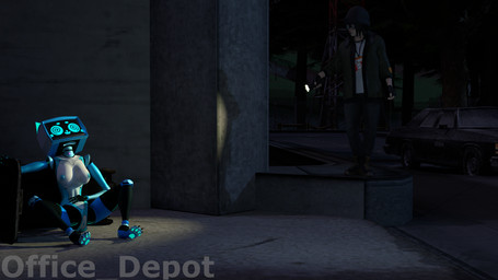 after_sex anthro anus blue_body blue_eyes breasts clothed clothed_male clothing dizzy dizzy_eyes duo female flashlight genitals holding_flashlight holding_object humanoid_genitalia humanoid_vulva looking_at_another machine male male/female nipples pawpads paws sitting sitting_on_ground standing surprised vulva office_depot_(artist) fallkener_(modeler) samzan_(modeler) voices_of_the_void dr._kel kerfur_omega_(votv) aquatic felid feline human mammal robot 16:9 3d_(artwork) digital_media_(artwork) hi_res widescreen