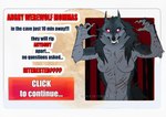 advertisement anthro claws eye_scar facial_scar female glowing glowing_eyes looking_at_viewer scar snarling solo text natalie_de_corsair mythology raha_(natalie_de_corsair) canid canine canis mammal mythological_canine mythological_creature were werecanid werecanine werewolf wolf 2023 english_text