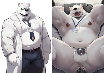 anal anal_penetration anthro anthro_penetrated anus asian_clothing balls barazoku beard bed belly belt biceps blue_bottomwear blue_clothing blue_eyes blue_pants blush bodily_fluids bottomwear butt chastity_cage chastity_device chastity_device_only clock clothed clothing clothing_aside coat collared_shirt cum cum_in_ass cum_inside denim denim_bottomwear denim_clothing doctor dress_shirt duo east_asian_clothing eyebrows eyes_closed eyewear facial_hair fundoshi fundoshi_aside fundoshi_only fur furniture genital_fluids genitals glasses glasses_off japanese_clothing jeans lab_coat looking_at_viewer looking_pleasured lying male male/male male_penetrated male_penetrating male_penetrating_male metal_chastity_cage musclegut muscular muscular_anthro muscular_male muscular_sub navel necktie nipples nude on_back open_clothing open_mouth pants pecs penetration penile penile_penetration penis perineum pillow sex shirt simple_background slightly_chubby smile solo solo_focus spread_legs spreading staff standing submissive submissive_male teeth tongue tongue_out topless topwear tuft underwear underwear_aside underwear_only underwear_sex watch wearing_chastity_device white_background white_body white_clothing white_fur white_shirt white_topwear wristwatch inuart2001 bear mammal polar_bear ursine absurd_res hi_res multiple_images