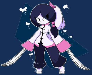 anthro barefoot beads black_eyes black_hair breasts clothed clothing feet female fur hair holding_object holding_weapon long_sleeves melee_weapon ponytail simple_background small_breasts solo sword tail transparent_background weapon white_body white_fur usagibun1 jidie_(buttercupirl) lagomorph leporid mammal rabbit 2022 alpha_channel digital_media_(artwork) hi_res