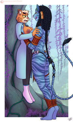 anthro barefoot big_breasts black_hair blue_body blue_skin braided_hair breasts butt clothed clothing dreadlocks duo ear_piercing exposure_variation feet female female/female female_lifting_female fur hair larger_female lifting_another mature_anthro mature_female nipples open_clothing open_mouth orange_body orange_fur piercing size_difference smaller_female smile stripes toes drxii james_cameron's_avatar star_trek star_trek_lower_decks tall_woman_lifting_short_woman dr._t'ana alien caitian felid feline mammal na'vi 2022 3:5 absurd_res digital_media_(artwork) hi_res meme