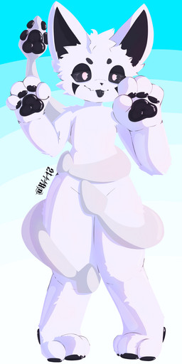 3_toes 4_fingers abstract_background ambiguous_gender anthro back_tentacles big_ears big_hands black_body black_ears black_eyes black_inner_ear black_markings black_nose black_pawpads black_paws black_sclera black_tongue blep blue_background cheek_tuft claws closed_smile cute_fangs facial_markings facial_tuft fangs feet femboy fingers fluffy front_view fur glistening glistening_eyes glistening_pawpads gradient_background grey_sclera hair happy head_markings head_tuft inner_ear_fluff kemono looking_at_viewer male markings monotone_body monotone_fur mouth_closed multi_arm multi_limb nude nude_anthro pawpads paws pink_eyes purple_eyes raised_arm raised_arms sharp_teeth simple_background slime smile smiling_at_viewer solo standing teeth tentacles text thick_thighs toes tongue tongue_out tuft unusual_anatomy white_background white_body white_ears white_eyes white_feet white_fur white_hair wide_eyed wide_hips k441z changed_(video_game) squid_dog_(changed) aquatic canid canine canis cephalopod coleoid decapodiform domestic_dog goo_creature hybrid mammal mollusk monster squid artist_name cel_shading dated digital_drawing_(artwork) digital_media_(artwork) digital_painting_(artwork) english_text full-length_portrait hi_res painting_(artwork) portrait shaded signature watermark