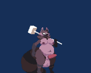 anthro balls balls_expansion big_tail bodily_fluids breasts cock_vore cum cum_transformation cum_vore digestion duo excessive_cum excessive_genital_fluids expansion female genital_expansion genital_fluids genitals gynomorph hammer huge_tail intersex intersex/female kissing larger_pred masturbation neck_tuft nipples penile penile_masturbation penis rapid_digestion size_difference tail tools transformation tuft vore walk_cycle weapon white_eyes pthalo graphite_(pthalo) canid canine lagomorph leporid mammal rabbit raccoon_dog tanuki 5:4 animated digital_media_(artwork) pixel_(artwork) pixel_animation short_playtime