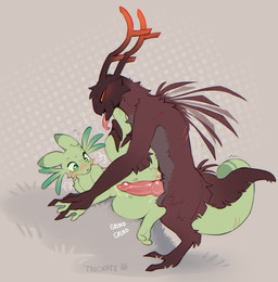 animal_genitalia antlers balls blush bodily_fluids breath duo entwined_tails erection female feral feral_on_feral fur genital_fluids genitals gills grass grinding hair heart_eyes heart_symbol horn interspecies knot knotted_penis leg_grab looking_pleasured male male/female narrowed_eyes on_grass on_ground panting penis pinned pinned_to_ground plant sex simple_background tail tail_coil tongue tongue_out vulva trickate rain_world videocult parsley_(trickate) mammal scavenger_(rain_world) slugcat hi_res