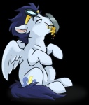 2015 alpha_channel blue_body blue_feathers blue_hair dessert eating equid equine eyes_closed eyewear feathered_wings feathers food friendship_is_magic goggles hair hasbro male mammal my_little_pony mythological_creature mythological_equine mythology pastry pegasus pie simple_background sitting slightly_chubby soarin_(mlp) solo sophiecabra transparent_background wings wonderbolts_(mlp)
