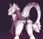 anthro bent_over bulge butt clothed clothing crossdressing femboy fluffy fur grey_body grey_fur grey_hair hair licking licking_lips licking_own_lips lingerie looking_at_viewer looking_back male multicolored_body multicolored_fur neck_tuft panties pink_eyes presenting presenting_hindquarters self_lick simple_background snout solo tail thong tongue tongue_out tuft two_tone_body two_tone_fur underwear white_body white_fur white_hair viskasunya reru sergal 2017