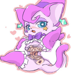 anthro anus armwear blue_eyes blush bow_tie cervix cervix_view chibi clitoral_hood clitoris clothing dress duo eyeshadow female first_person_view frilly frilly_armwear frilly_clothing frilly_dress frilly_legwear front_view fur genitals heart_symbol hearts_around_head human_on_anthro human_pov humanoid_hands interspecies legwear lidded_eyes looking_at_viewer makeup markings open_mouth outline pink_body pink_fur pink_outline pov_hands purple_eyeshadow semi-anthro simple_background size_difference spread_vulva spreading star_(marking) thumb_in_pussy urethra vaginal_canal vulva white_background diru yu-gi-oh! performapal_whim_witch domestic_cat duel_monster felid feline felis human mammal 2025