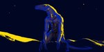 anthro balls flaccid genitals grey_body grey_skin hunched_over light long_tail male penis solo tail thick_neck meandraco lizard reptile scalie absurd_res hi_res lighting