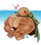 anthro big_muscles big_pecs blep blush eyelashes female flexing heart_symbol huge_muscles huge_pecs hyper hyper_muscles muscular muscular_female orange_body orange_scales pecs scales small_clothing solo tongue tongue_out gettar82 elden_ring fromsoftware zorayas manserpent reptile scalie snake