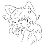 anthro blush dipstick_tail female female_anthro fur hair heart_symbol looking_at_viewer markings simple_background solo tail tail_markings conditional_dnp guzzlord420 averi_(fiddleafox) canid canine fox mammal red_fox true_fox 1:1 black_and_white monochrome