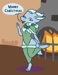 absolute_territory anthro bow_ribbon breasts christmas_clothing cleavage clothed clothing female holidays legwear leotard non-mammal_breasts open_mouth simple_background small_breasts solo thigh_highs nokamiwd christmas charop_(nokamiwd) kobold scalie absurd_res hi_res