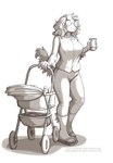 4_toes ambiguous_gender anthro arm_tuft baby beverage blouse bottomwear capri_pants claws clothed clothing coffee coffee_cup container cup duo elbow_tuft eyewear feet female flip_flops fluffy footwear glasses hair holding_container holding_cup holding_object leg_tuft pants plantigrade sandals shoes sleeveless_blouse stroller toe_claws toes topwear tuft young conditional_dnp jay_naylor trixie_(jay_naylor) canid canine canis domestic_dog mammal 2025 absurd_res hi_res