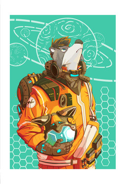 anthro astronaut biped black_nose blue_eyes clothed clothing fur grey_body grey_fur humanoid_hands solo carafe mammal procyonid raccoon 2015