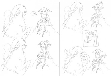 ambiguous_gender bodily_fluids crescent_moon_(marking) dialogue dot_eyes ellipsis feral forehead_gem fur gem group male markings moon_(marking) simple_background simple_eyes solid_circle_eyes speech_bubble sweat talking_to_another text white_background jejejunum european_mythology greek_mythology mythology pest_(jejejunum) secret_(jejejunum) whisper_(jejejunum) avian fraid_(species) harpy humanoid mythological_avian mythological_creature nethermare proto-nethermare spirit worm 2026 black_and_white comic digital_drawing_(artwork) digital_media_(artwork) english_text hi_res monochrome sketch