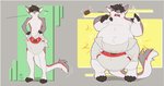 anthro black_body black_fur bottomwear caught caught_off_guard clean_diaper clothed clothing dialogue diaper fur grey_body grey_fur holding_diaper male obese obese_anthro obese_male overweight overweight_anthro overweight_male padding red_body red_fur sagging_diaper solo surprise tail teeth text touching_diaper unclean_diaper wearing_diaper weight_gain white_body white_fur yuniwolfsky cryo_lithius sergal 2021 absurd_res english_text hi_res