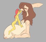 anthro big_breasts blush breast_play breasts duo exoskeleton female horn kissing male male/female sex size_difference titfuck jizzus jivii_(jizzus) maby_(uglycoal) arthropod canid canine insect mammal