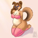 anthro belly big_belly big_breasts blue_eyes bottomless breasts chest_tuft clothed clothing female fur hair legwear long_hair navel nipple_outline open_mouth outie_navel overweight overweight_anthro pink_clothing simple_background solo stuffing tail thick_thighs thigh_highs topwear tuft twist weight_gain pineapplecacke twist_(torqueempup) canid canine canis domestic_dog mammal 1:1 2024 colored digital_drawing_(artwork) digital_media_(artwork) hi_res