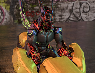 anthro armor balls barcode erection genitals machine male motorcycle penis red_armor sitting solo synthetic_muscles synthetic_penis tail vehicle charonfaustinus blender_cycles as-06 android drachetype robot synth_(vader-san) 3d_(artwork) digital_media_(artwork) hi_res