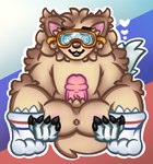 anal anthro arm_around_leg balls blue_clothing butt clothing embarrassed eyewear footwear genitals glasses goggles heart_symbol male mascot nude perineum sex snout socks solo tail topwear haska fifa zabivaka canid canine canis domestic_dog mammal wolf hi_res