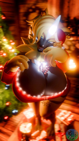 anthro barefoot between_breasts big_breasts biped blurred_background breasts candy candy_cane christmas_clothing cleavage clothed clothing dessert feet female fire food glowing glowing_horn high-angle_view holidays horn huge_breasts logo plant solo thick_thighs tree wide_hips garbear christmas nintendo pokemon aurora_(nbanoob) generation_7_pokemon legendary_pokemon pokemon_(species) zeraora 3d_(artwork) 9:16 artist_logo digital_media_(artwork) hi_res shaded soft_shading source_filmmaker_(artwork)