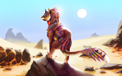 ambiguous_gender day detailed_background feathers feral grey_nose nude outside sky solo standing sun neytirix felid mammal pantherine tiger 16:10 digital_media_(artwork) hi_res video_in_description widescreen