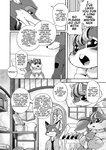 anthro blush bodily_fluids bread buckteeth canid canine clothed clothing comic dialogue disney dogear218 duo english_text food fox fully_clothed fur hard_translated mammal monochrome nick_wilde red_fox rodent sciurid speech_bubble sweat sweatdrop teeth text third-party_edit translated true_fox zootopia