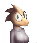 anthro blush breasts clothed clothing coat eyewear female glasses lab_coat non-mammal_breasts simple_background smile solo teeth topwear tg-0 undertale undertale_(series) alphys lizard reptile scalie 2016