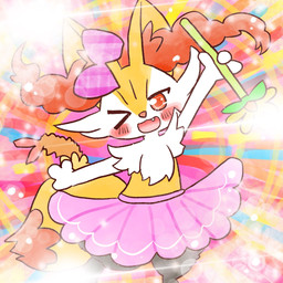 accessory ambiguous_anthro ambiguous_gender anthro biped bottomwear bow_ribbon clothing dancewear digitigrade food hair_accessory hair_bow hair_ribbon holding_object looking_at_viewer object_in_tail on_one_leg open_:3 open_mouth open_smile ribbons shrimp_(food) skirt smile solo standing tail tutu annyui0611 nintendo pokemon braixen canid generation_6_pokemon mammal pokemon_(species) 1:1 2022 digital_drawing_(artwork) digital_media_(artwork) hi_res japanese_description portrait three-quarter_portrait translated_description