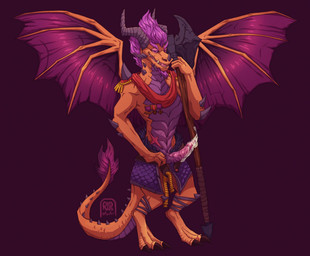 3_toes anthro armor axe balls barazoku biceps bodily_fluids body_spikes bracelet claws cum ejaculation feet genital_fluids genitals hair horn jewelry male medal melee_weapon neck_spikes orange_body pauldron penis polearm purple_hair rope scales scar simple_background solo spear spiked_tail spikes spikes_(anatomy) standing tail teeth toes underbite vein veiny_penis weapon wings rips_(artist) activision mythology spyro_the_dragon rescued_dragons_(spyro) titan_(spyro) dragon mythological_creature mythological_scalie scalie hi_res