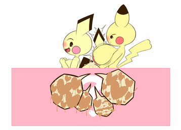anthro anthrofied bodily_fluids butt censor_bar cum cum_on_butt excessive_cum excessive_genital_fluids female from_behind_position genital_fluids group heart_symbol hot_dogging male sex simple_background size_difference smaller_male standing_doggystyle trio white_background k-10 nintendo pokemon generation_1_pokemon generation_2_pokemon pichu pikachu pokemon_(species) 2020