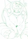 3_toes anthro anthrofied areola atode_kimeru big_breasts biped blush breasts chesnaught claws feet female generation_6_pokemon huge_breasts kemono line_art looking_at_viewer mammal monochrome nintendo open_mouth pokemon pokemon_(species) simple_background sitting solo teeth toes tongue white_background
