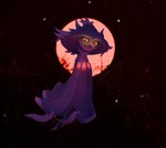 clothing dress eyelashes female floating full_moon looking_at_viewer moon night not_furry pseudo_clothing pseudo_hat purple_body red_background red_eyes simple_background smile solo wavy_mouth yellow_sclera lorded nintendo pokemon generation_4_pokemon ghost humanoid mismagius pokemon_(species) spirit 3d_(artwork) digital_media_(artwork) hi_res