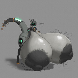 anthro big_breasts breasts clothing female grey_background grey_body grey_skin huge_breasts hyper hyper_breasts legwear machine nipples non-mammal_nipples onomatopoeia simple_background slosh sloshing_breasts solo sound_effects tail text vein veiny_breasts wobble ace0t0nic axo-05_(ace0t0nic) protogen absurd_res english_text hi_res