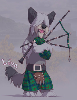 anthro bagpipes biped bottomwear clothed clothing front_view holding_musical_instrument holding_object kilt male musical_instrument pattern_clothing photo_background plaid plaid_clothing solo sporran standing tartan_bottomwear topless wind_instrument woodwind_instrument wolfy-nail canid canine canis domestic_dog hunting_dog mammal scottish_terrier terrier 2011 cel_shading digital_media_(artwork) photography_(artwork) shaded