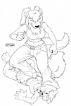 anthro dominant dominant_female duo feet female foot_focus licking male onekinekai plantigrade submissive submissive_male tongue tongue_out kencougr artie manki canid canine fox herpestid mammal mongoose black_and_white hi_res monochrome