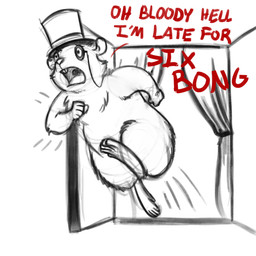 ambiguous_gender anthro clothing eyewear hat hat_only headgear headgear_only headwear headwear_only monocle mostly_nude shitpost solo text top_hat window conditional_dnp ratte cricetid hamster mammal rodent 1:1 2017 digital_drawing_(artwork) digital_media_(artwork) english_text meme