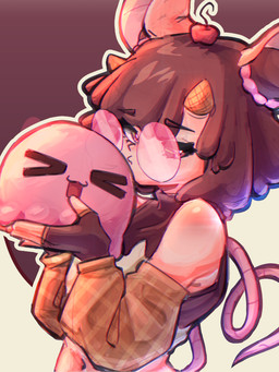 ambiguous_gender arm_warmers armwear black_sclera cherry clothed clothing crop_top dessert double_bun duo eyewear female fingerless_gloves food fruit glasses gloves handwear heart_eyes heart_symbol heart_tail heterochromia ice_cream kissing mascot mouse_ears mouse_tail plant shirt tail topwear ysundae vtuber ysundae_(character) animal_humanoid humanoid ice_cream_creature mammal mammal_humanoid mouse murid murine rat rodent rodent_humanoid 3:4 colored digital_drawing_(artwork) digital_media_(artwork) tagme