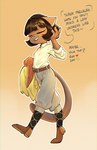 2023 alec8ter anthro bangs black_hair bob_cut bottomwear clothed clothing conditional_dnp domestic_cat english_text felid feline felis female footwear fully_clothed hair hi_res ivy_pepper lackadaisy mammal pants shirt shoes simple_background smile solo standing strip_game strip_meme text topwear twitter