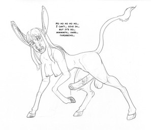 animal_genitalia animal_penis balls blush bodily_fluids breasts busty_feral dialogue dripping equine_genitalia equine_penis erection feral fur genital_fluids genitals gynomorph hair hooves intersex penis precum precum_drip solo tail tail_tuft text tongue tongue_out tuft arania the_cabin_in_the_woods_(arania) carla_(tcitw) asinus donkey equid equine mammal english_text hi_res monochrome herm_(lore)