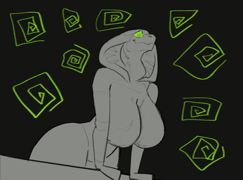 abstract_background anthro big_breasts black_background bouncing_breasts breasts female huge_breasts hypnosis hypnotic_eyes mind_control simple_background smile solo spiral spiral_background spiral_eyes standing rfta kinktober kinktober_2025 zuri_(rfta) cobra reptile scalie snake 2025 2d_animation animated frame_by_frame greyscale monochrome sketch