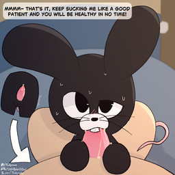 anthro balls between_legs bite black_body black_fur blush blush_lines bodily_fluids cum cum_drip cum_in_mouth cum_inside cum_on_face cum_on_hand cum_on_penis cum_string cumshot dialogue dripping duo ears_up ejaculation fellatio first_person_view fur genital_fluids genitals hand_on_belly hand_on_penis hospital inside long_ears looking_at_viewer looking_pleasured male male/male multiple_perspectives oral penile penis penis_bite pupils rat_tail sex snout speech_bubble sweat sweatdrop tail text whiskers white_body white_eyes white_fur tinky animal_hospital roblox ratthew_(animal_hosptial) mammal murid murine rat rodent url