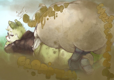 ambiguous_gender anthro big_diaper bodily_noises brown_fart_cloud diaper fart fart_cloud feces huge_diaper hyper_diaper lying on_front pooping rear_view soiled_diaper soiling soiling_diaper solo tail unclean_diaper used_diaper using_diaper anonymous_artist olive_(possumassss) american_opossum mammal marsupial virginia_opossum digital_media_(artwork) hi_res