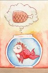 eyes_closed female food ham happy meat pork simple_background smile solo water mitti ghibli ponyo_on_a_cliff_by_the_sea ponyo fish marine