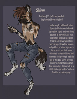 amputee anthro black_collar blue_bottomwear blue_clothing blue_pants bottomwear brown_body brown_hair cheek_tuft cigarette cigarette_in_mouth clothed clothing collar denim denim_bottomwear denim_clothing disability ear_piercing ear_stud facial_tuft hair jeans jewelry looking_at_viewer male missing_arm narrowed_eyes necklace nipples object_in_mouth orange_body pants piercing pupils red_eyes scar simple_background sitting solo text topless torn_bottomwear torn_clothing torn_pants tuft white_body white_pupils bucklucky skivv_(bucklucky) english_text hi_res
