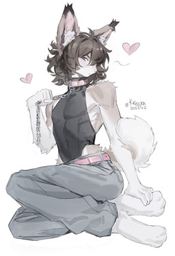 anthro arched_back black_clothing black_leotard bottomwear brown_hair chain chain_leash clothed clothing collar denim denim_bottomwear denim_clothing ear_tuft femboy fur hair heart_symbol hip_fluff jeans leash leotard leotard_under_clothing male messy_hair multicolored_body multicolored_fur pants paws purple_eyes ribs simple_background sitting slim small_waist solo tail tight_clothing tuft white_body white_fur krisska felix_(vvaltz) felid feline lynx mammal absurd_res digital_media_(artwork) hi_res
