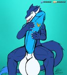 anthro balls big_balls big_penis collar genitals hug huge_balls huge_penis hugging_own_penis hyper hyper_balls hyper_genitalia hyper_penis long_tail long_tongue looking_at_viewer male penis solo tail tattoo tongue chrislhi sergal hi_res